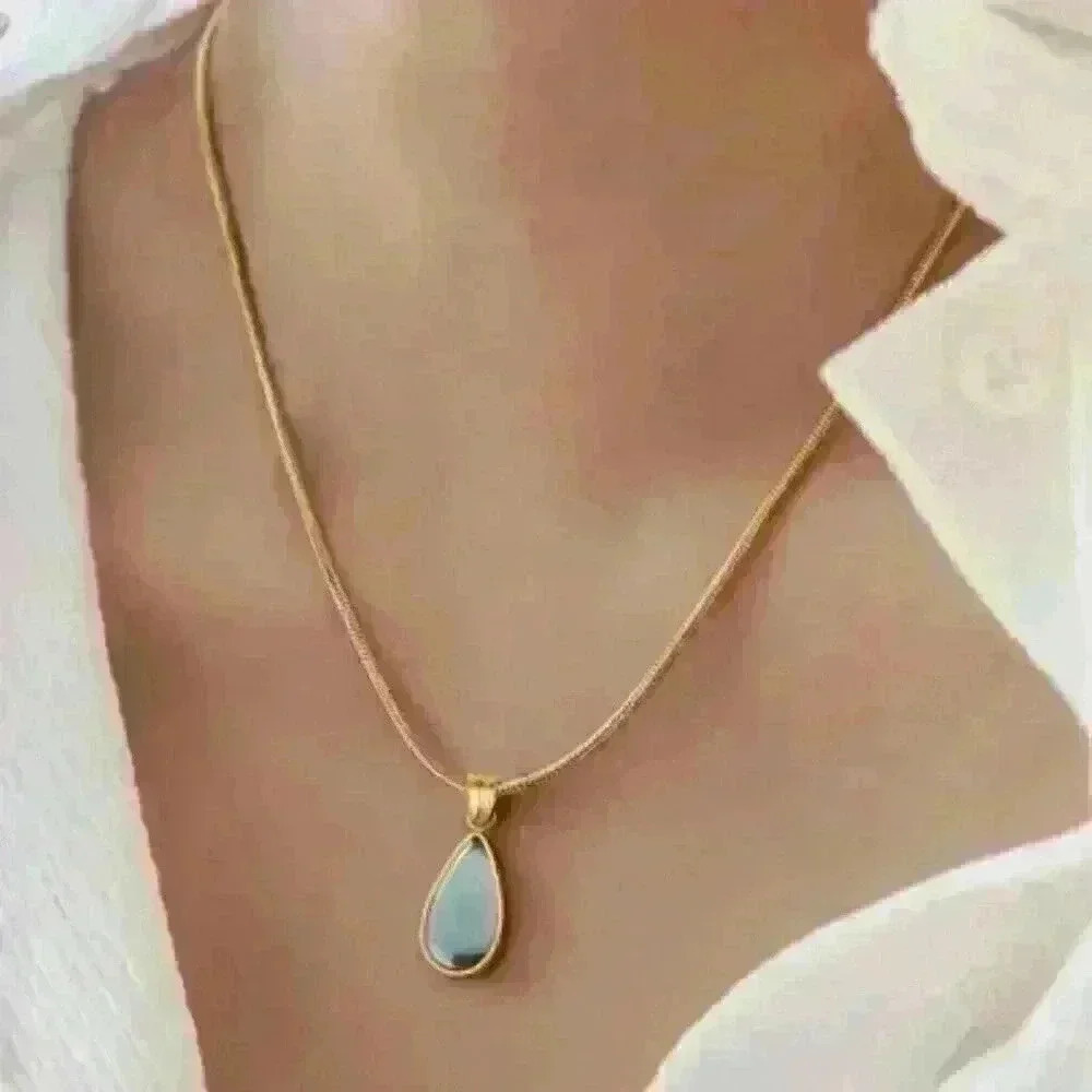 Teardrop Grandidierite Pendant 18k Gold Filled Necklace
